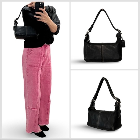 Coach Soho Black Leather Legacy Convertible Demi Hobo Shoulder Bag - Picture 2 of 9